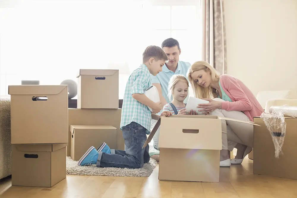 Picture of a family unpacking things